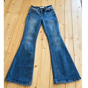 Bridge by Gly High Rise Flare Jeans Blue Denim Medium Wash BG5733R Womens 27